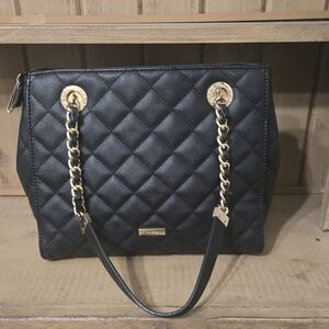 Aldo Black Quilted Shoulder Bag with Gold Accents